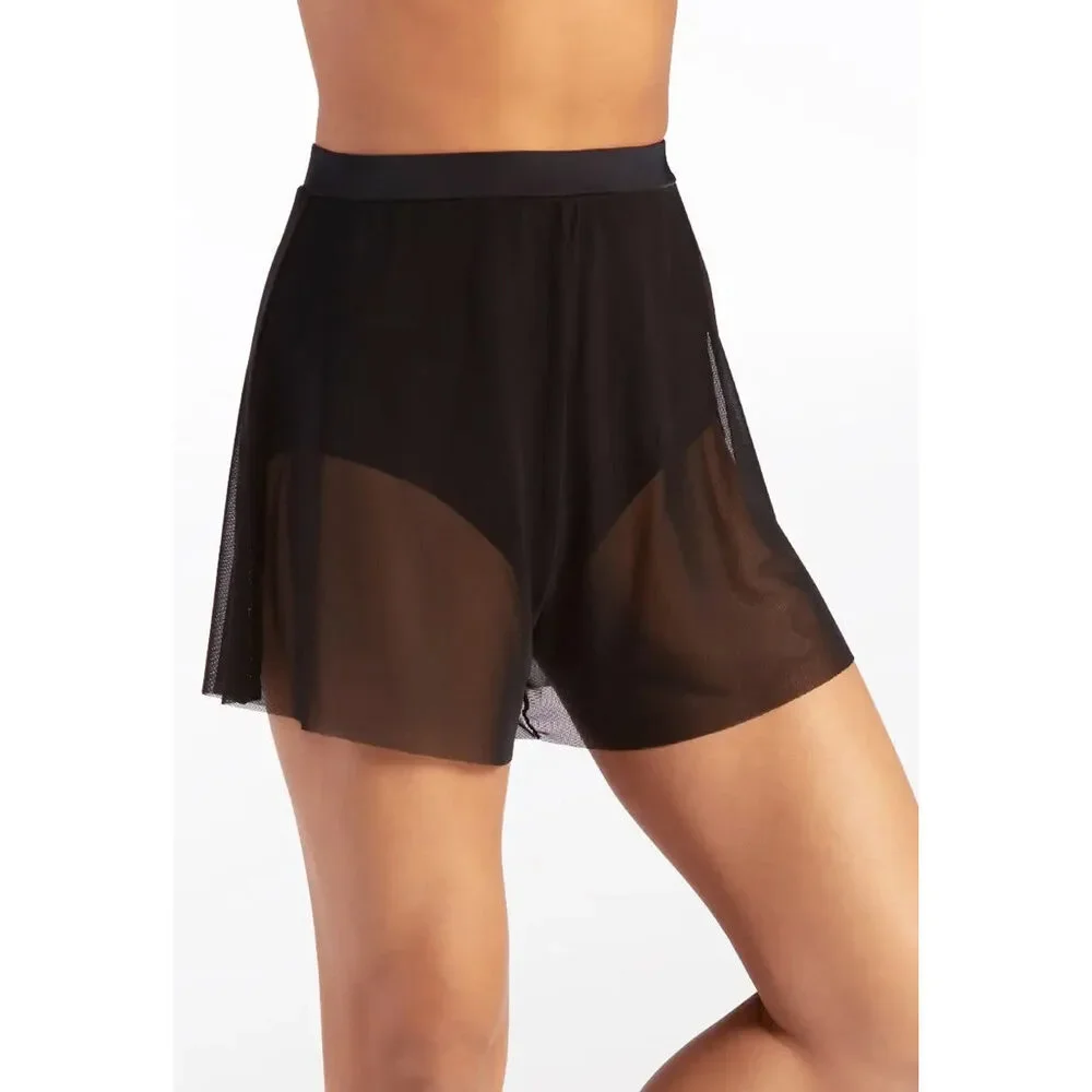 Pre-Owned Dance Shorts Balera 14808 Sheer w/trunks Medium Adult Black Gymnastic